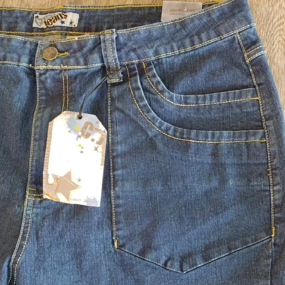 Crest Jeans Plus With Golden Back Embroidery Pockets. Size 23/24 Plus Stretch - Picture 5 of 13
